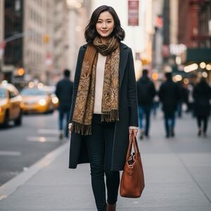 Multifunctional Paisley Patterned Gold Pashmina Scarf Wrap with Fringe 70”x 28”